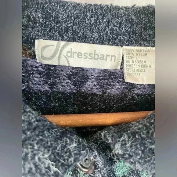 90s Vintage Eclectic Grandpa Coastal Grandma preppy Earthy Fair Isle Cardigan Lg - Picture 4 of 11